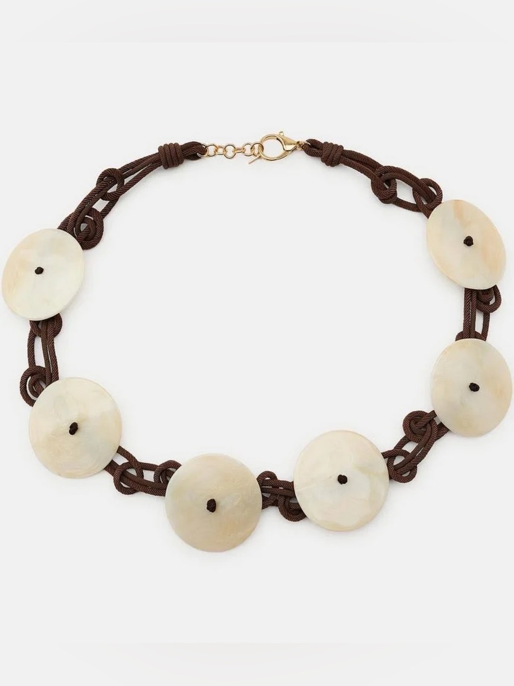 Zara Brown White Resin Disc Chord Braided Rope Belt Accessory